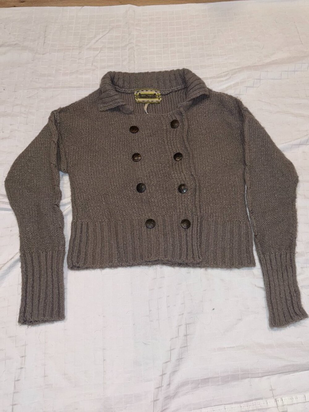 Free People Double Breasted Cropped Cardigan - L